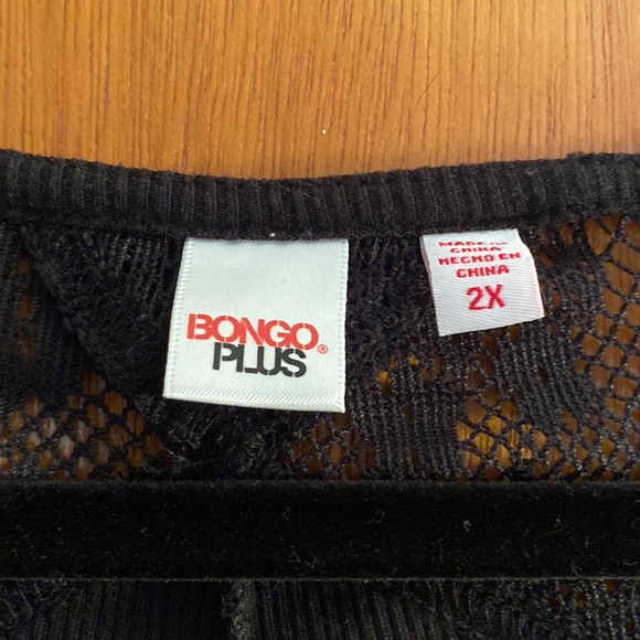 Bongo Plus Black Tee with Lace, 2X - Picture 2 of 6